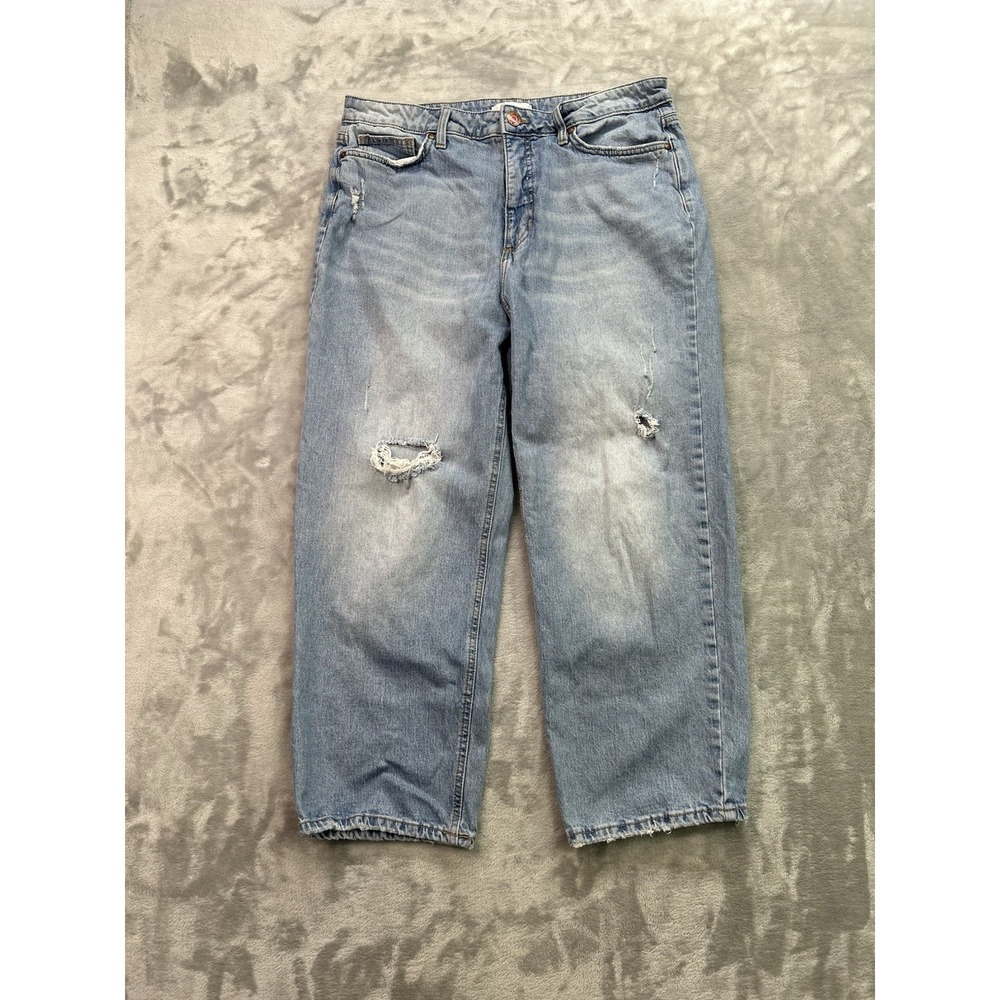 Lauren Conrad Womens Plus Sz 16 Blue Jeans Crop Taper Walking Beach Park Denim